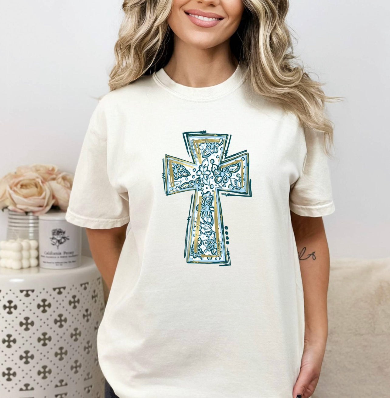 Comfort Color DTF - Spring Cross - TShirt