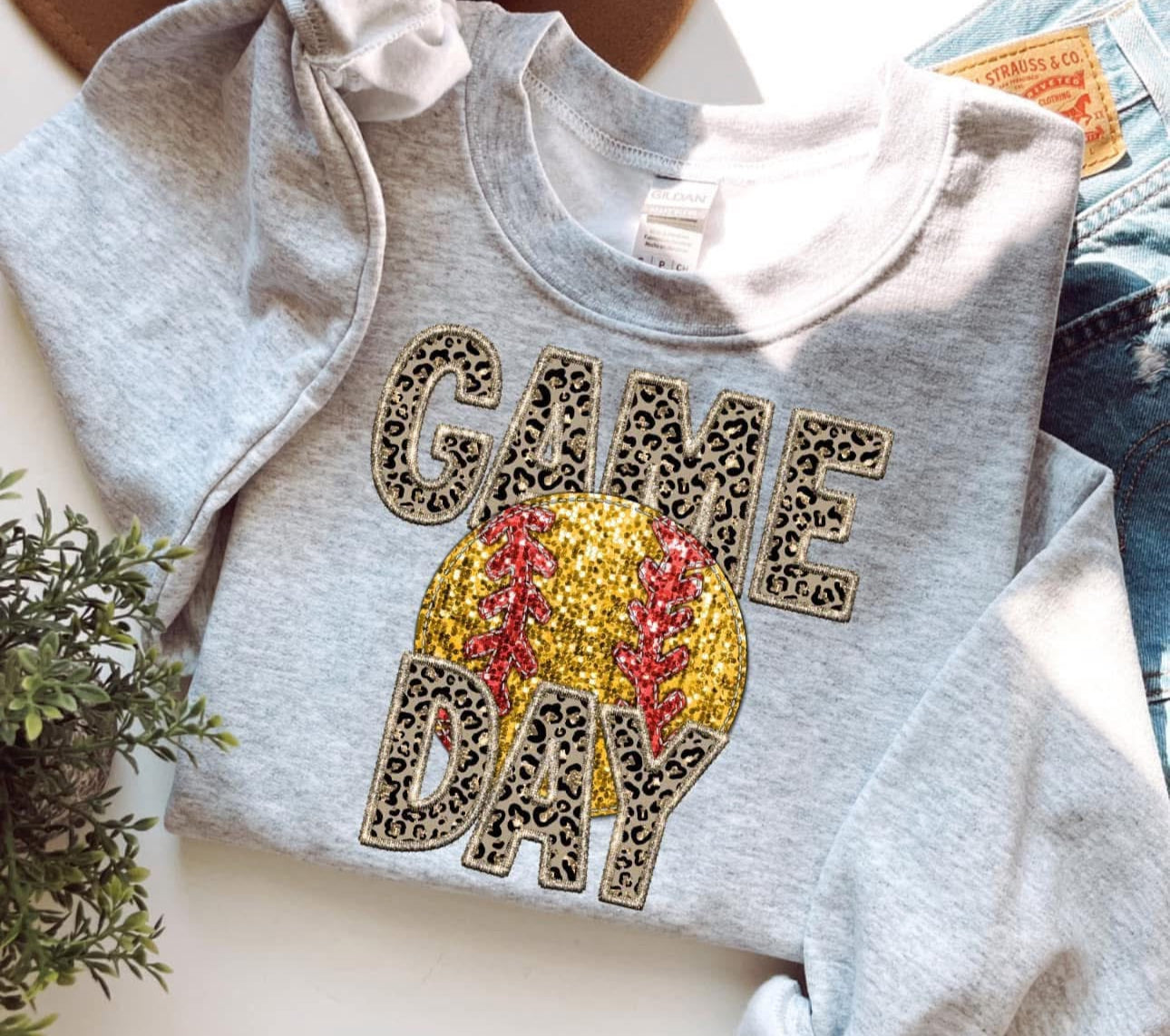 Gameday Leopard Softball Sweatshirt - Ash - Read Description