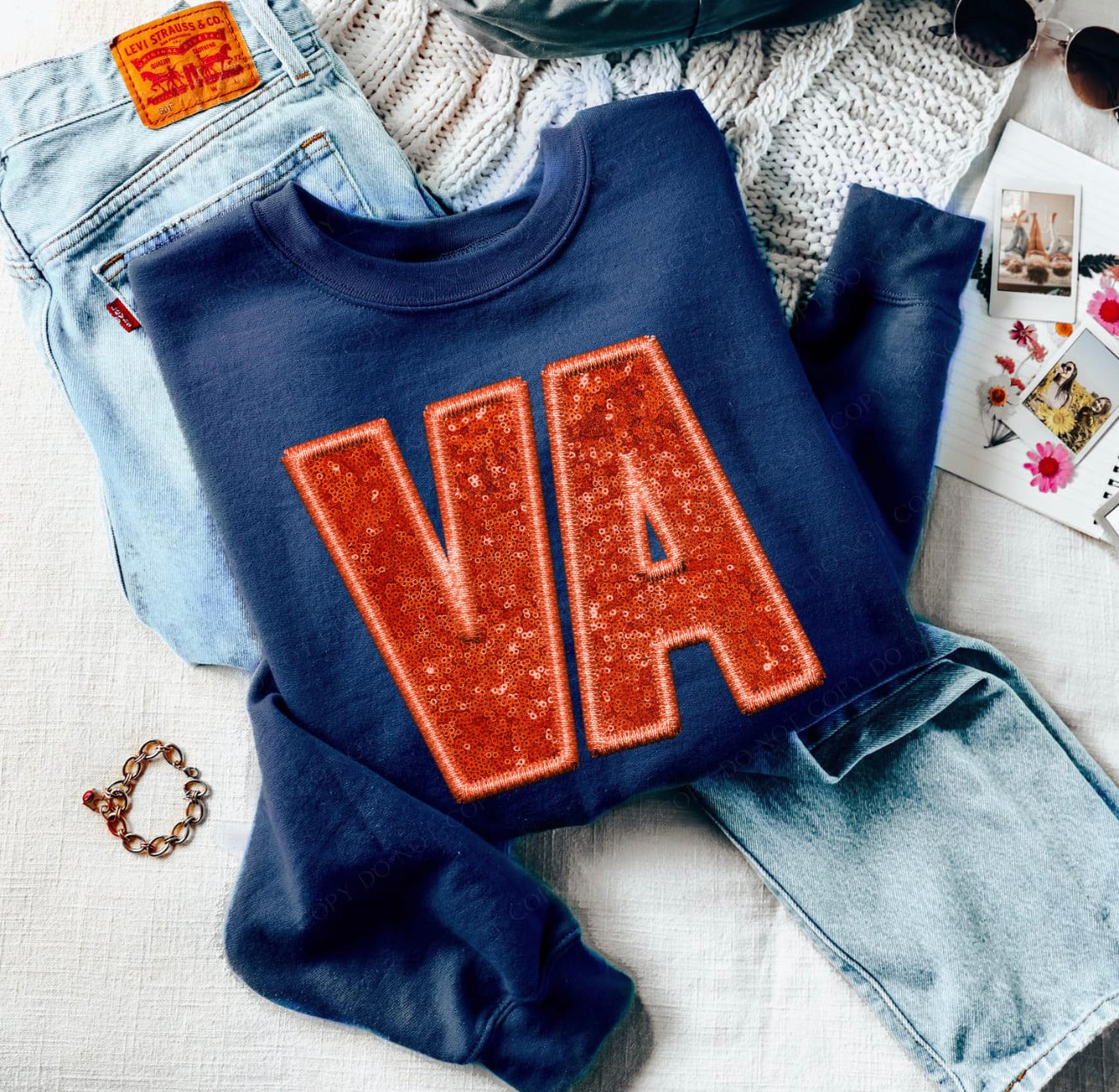 Faux State Initial SweatShirts VA Red