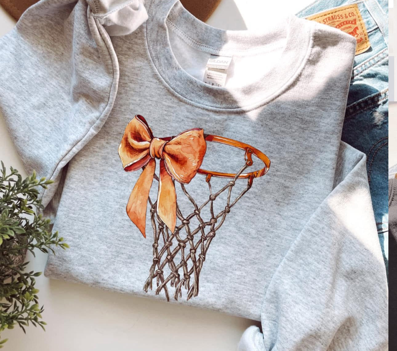 Bow and Net Basketball Sweatshirt - Ash - Read Description