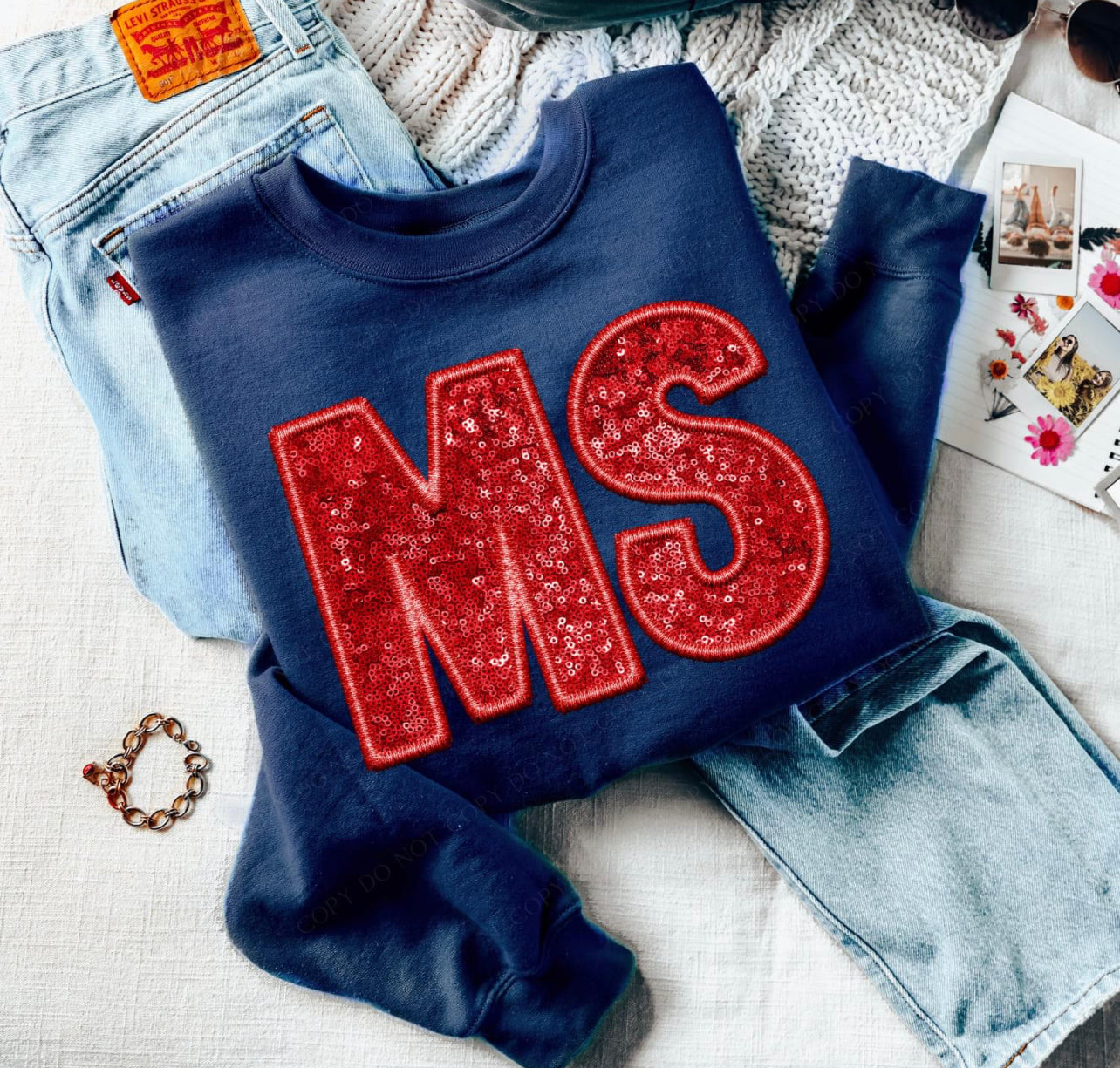 Faux State Initial SweatShirts MS
