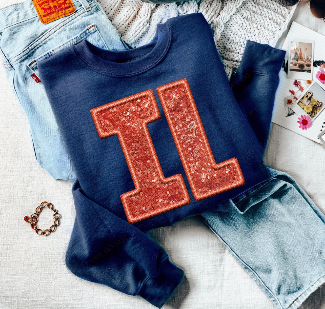 Faux State Initial SweatShirts IL Red