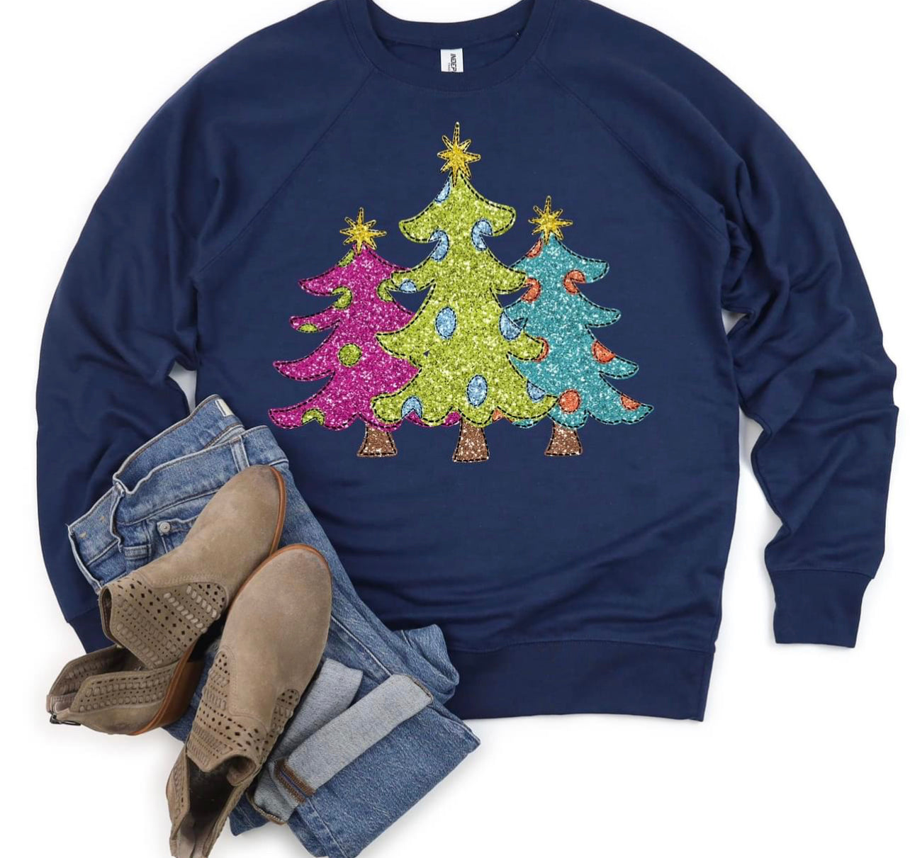 Faux Sequins DTF Trees SweatShirt