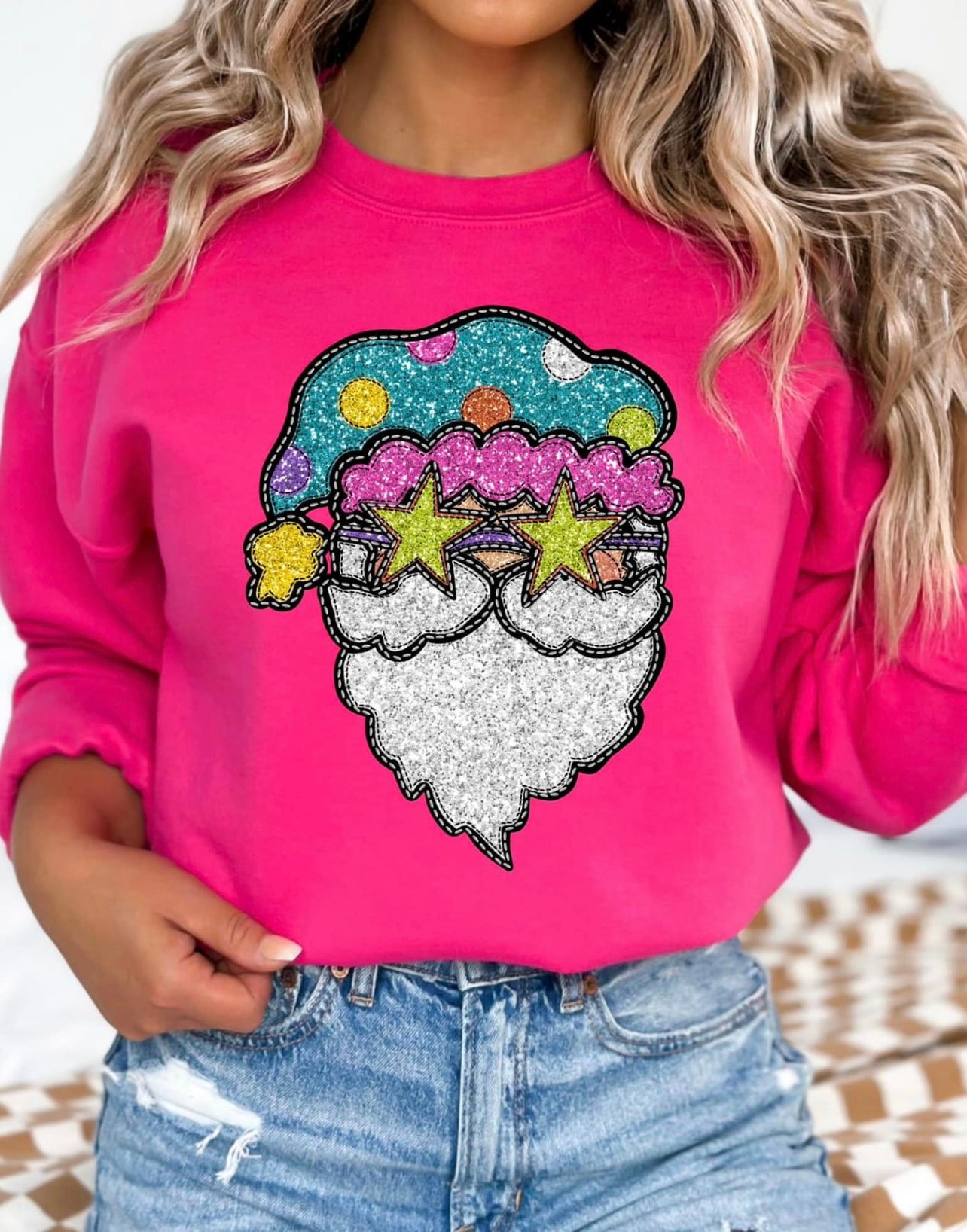 Faux Sequins DTF Santa SweatShirt