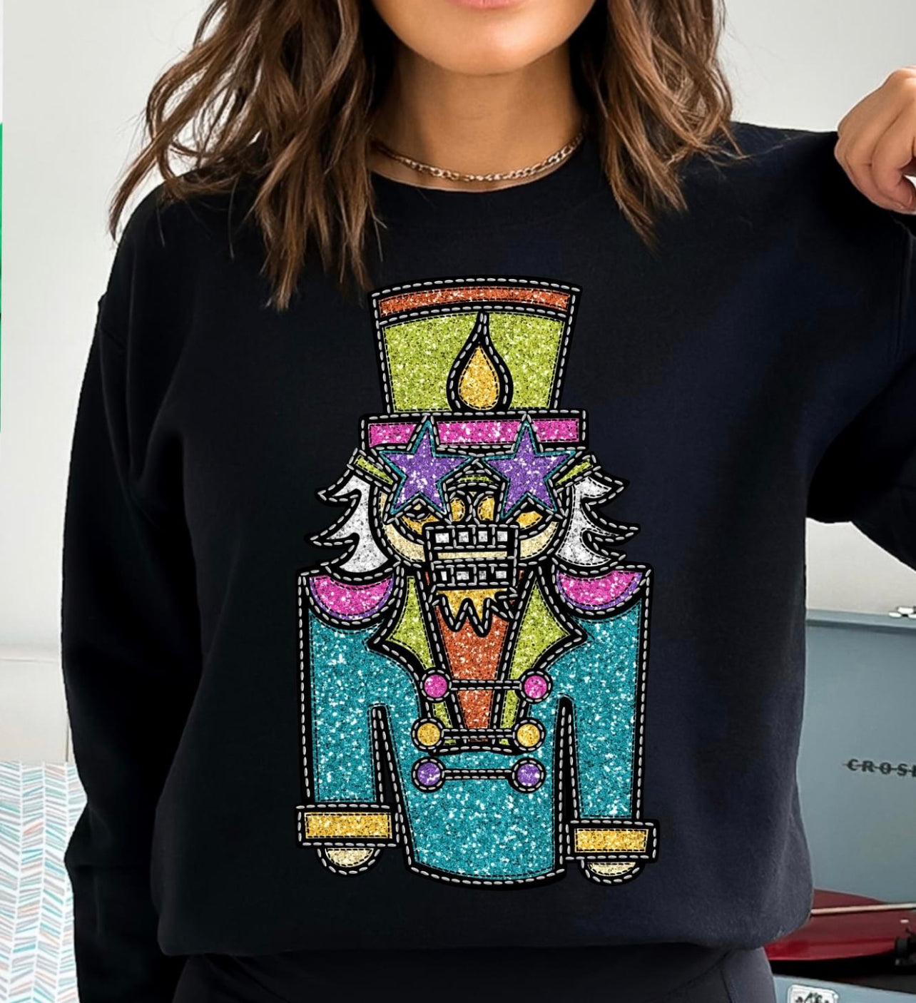Faux Sequins DTF Nutcracker SweatShirt