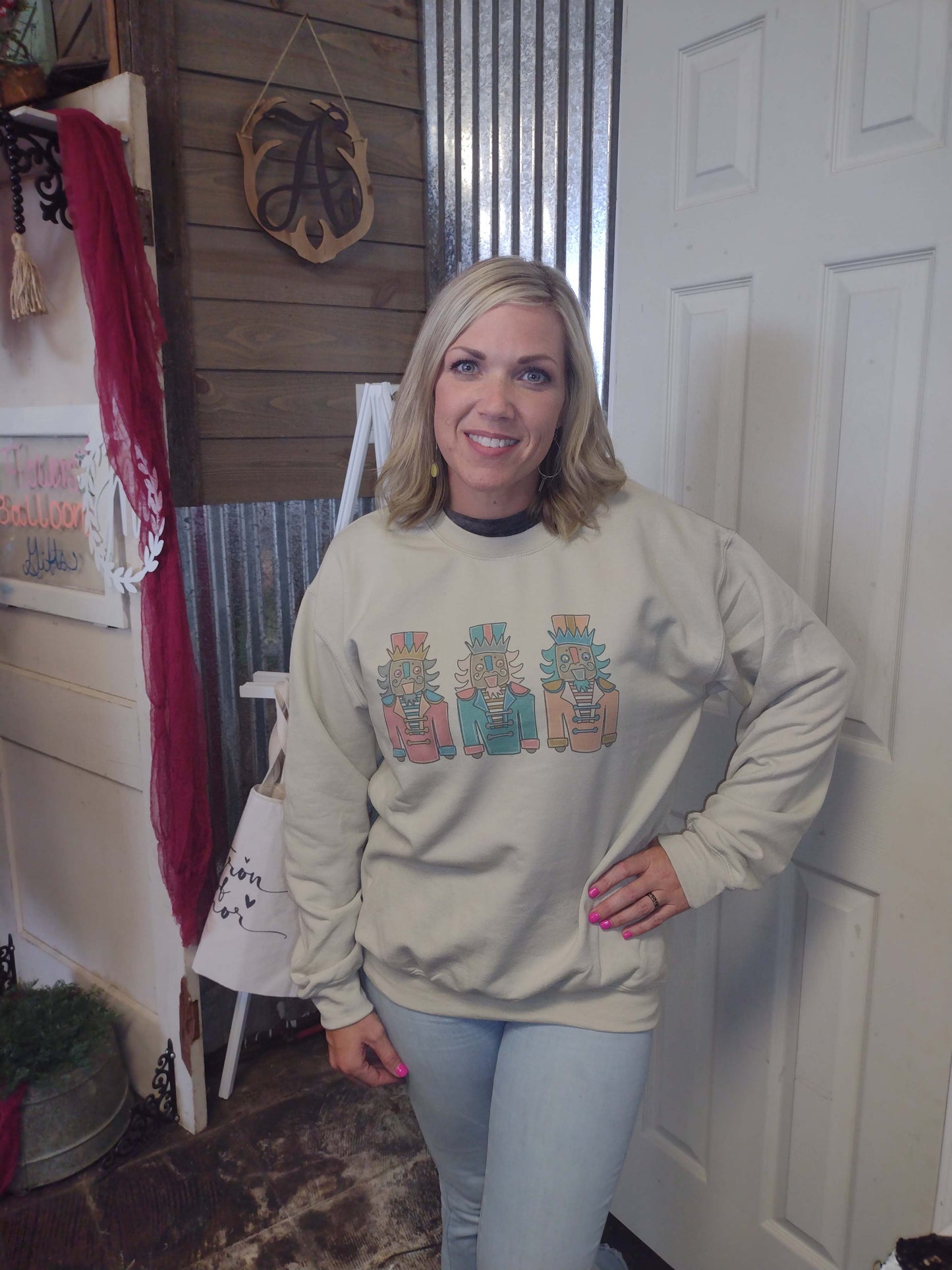 Embellished Nutcracker Sweatshirt Sand
