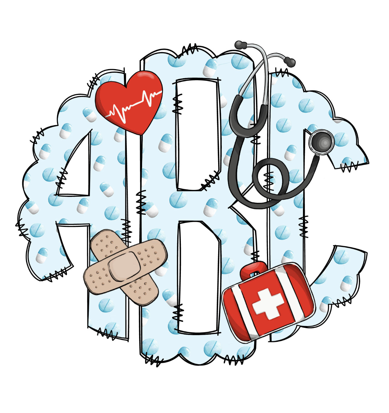 Monogram Nurse - Message me Initials (FLM)