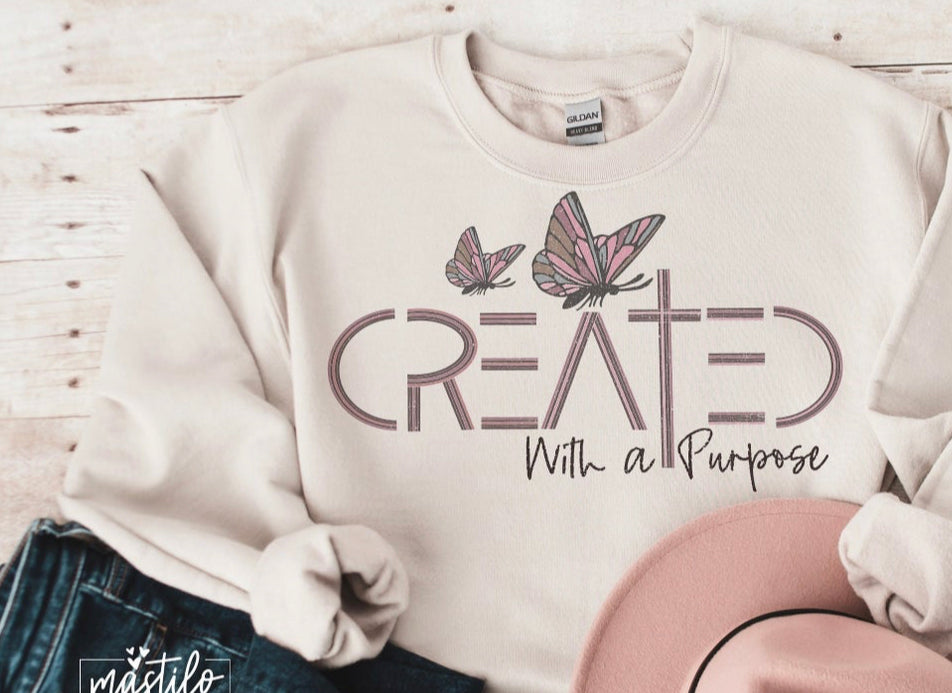 Created with a Purpose on White T Shirt