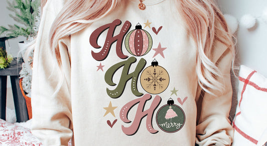 Ho Ho Ho Vintage Sweatshirt on Sand