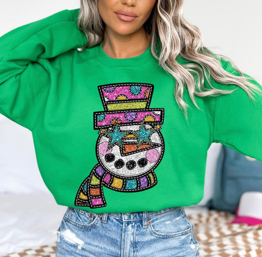 Faux Sequins DTF Snowman SweatShirt