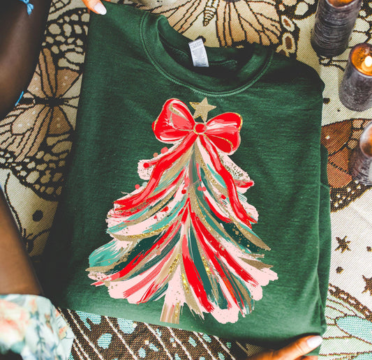 Classic Christmas Tree Sweatshirt Forest Green