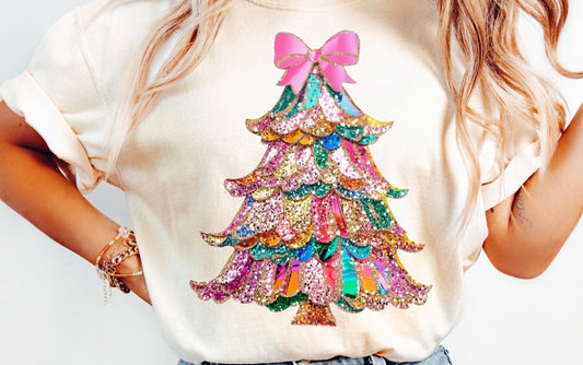 Comfort Color DTF - Glitter Tree 💕 Faux Glitter