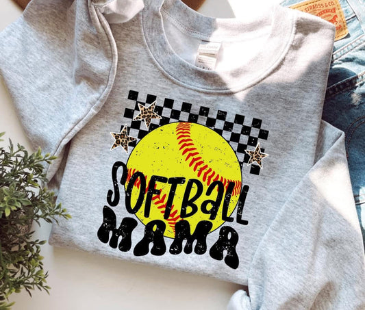 Softball Mama Stars Sweatshirt - Ash - Read Description