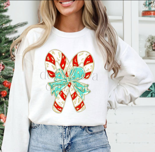 Graphic DTF Sweatshirt Candy Cane Red