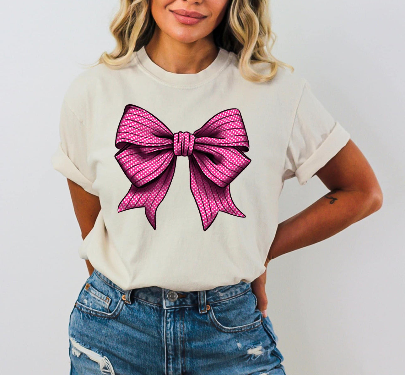 Graphic Tee - Bow - Multiple colors available- message once ordered to select the color needed