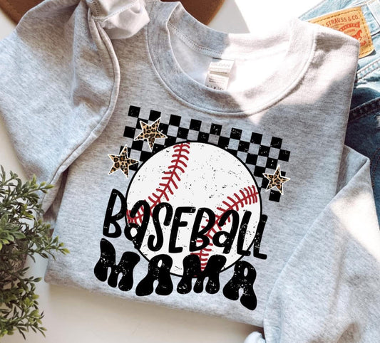 Baseball Mama Stars Sweatshirt - Ash - Read Description