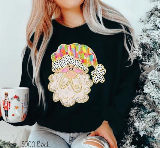 Graphic DTF Sweatshirt Santa Dotted Hat