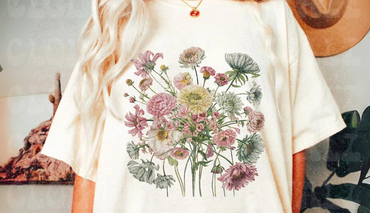 Graphic Tee - Comfort Color DTF - Scattered Bouquet