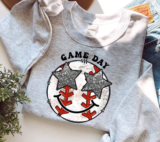 Star Eyes Baseball Sweatshirt - Ash - Read Description