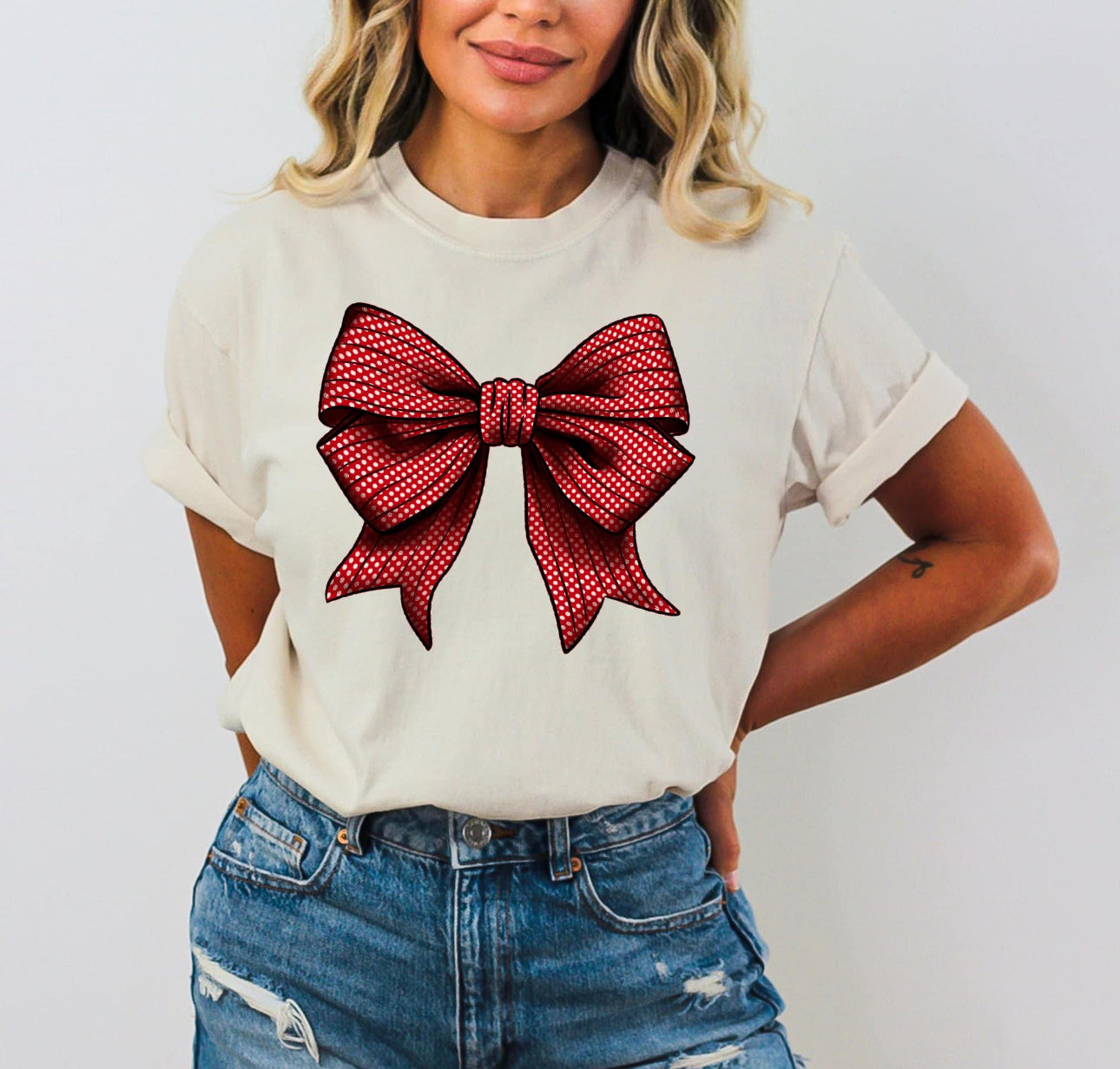 Graphic Tee - Bow - Multiple colors available- message once ordered to select the color needed