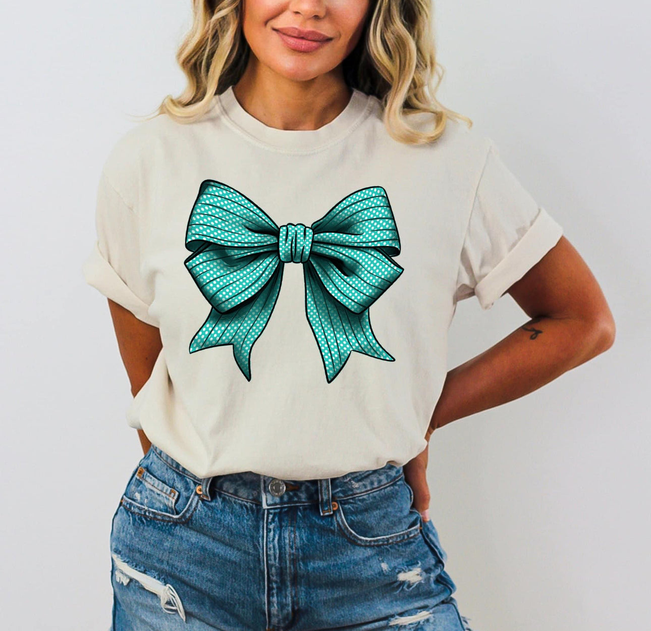 Graphic Tee - Bow - Multiple colors available- message once ordered to select the color needed