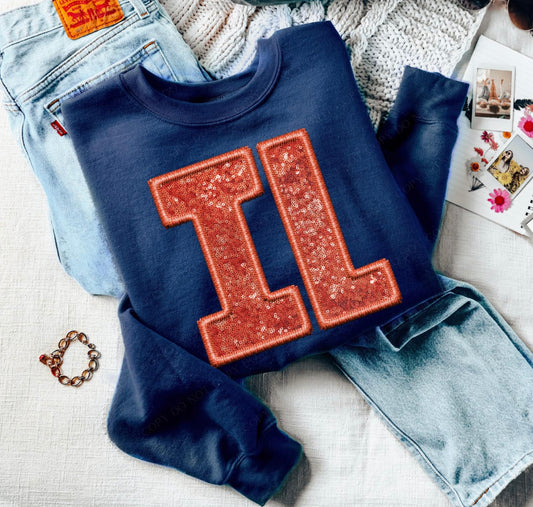 Faux State Initial SweatShirts IL Red
