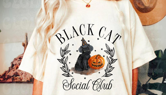 Graphic Tee - Comfort Color DTF - Black Cat Social