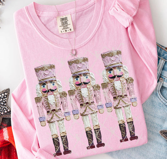 Graphic Comfort Color Long Sleeve T - Nutcrackers