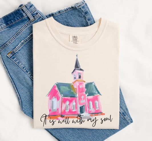 Graphic Tee - Pink it is well