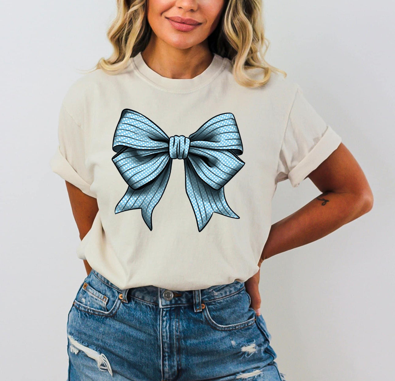 Graphic Tee - Bow - Multiple colors available- message once ordered to select the color needed