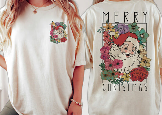 Comfort Color DTF Ivory - Merry Christmas Floral