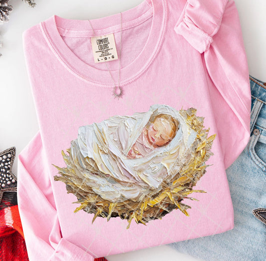 Graphic Comfort Color Long Sleeve T - Baby Jesus