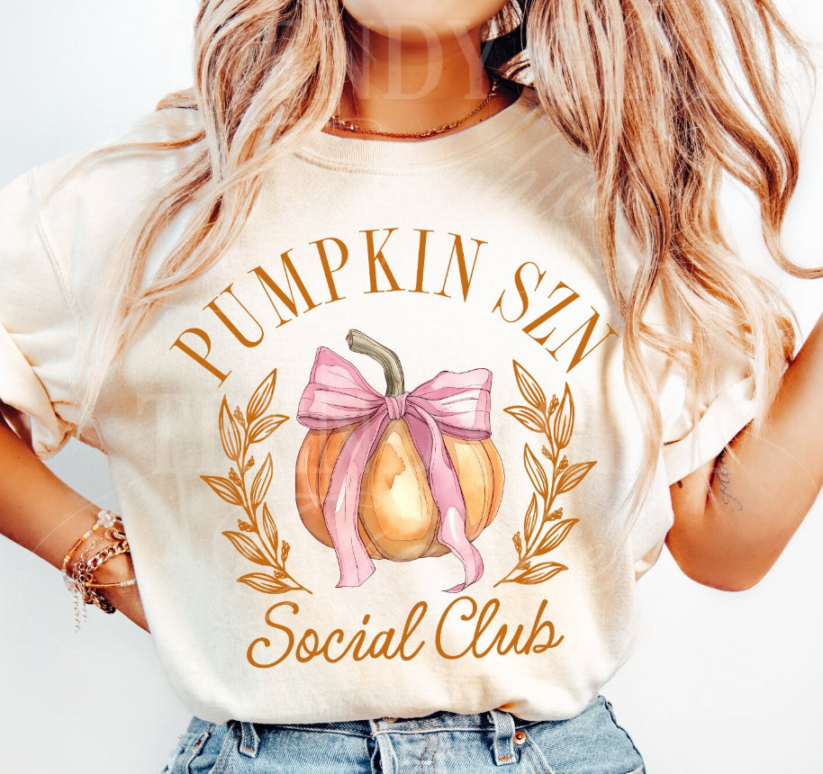 Graphic Tee - Comfort Color DTF - Pumpkin SZN Social Club