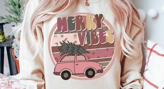 Merry Vibes Bug Sweatshirt on Sand