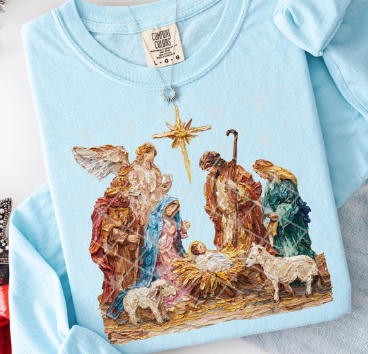 Graphic Comfort Color Long Sleeve T - Nativity