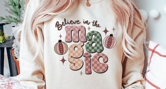 Believe in the Magic Checkered Sweatshirt on Sand