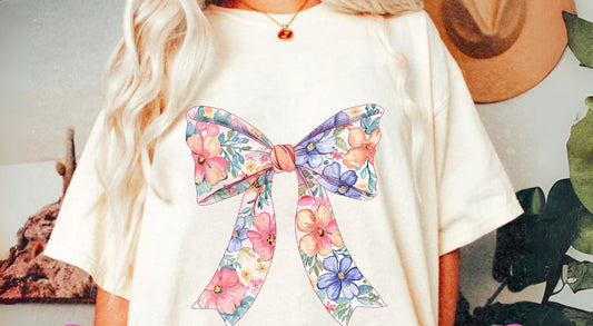 Graphic Tee - Comfort Color DTF - Floral Bow