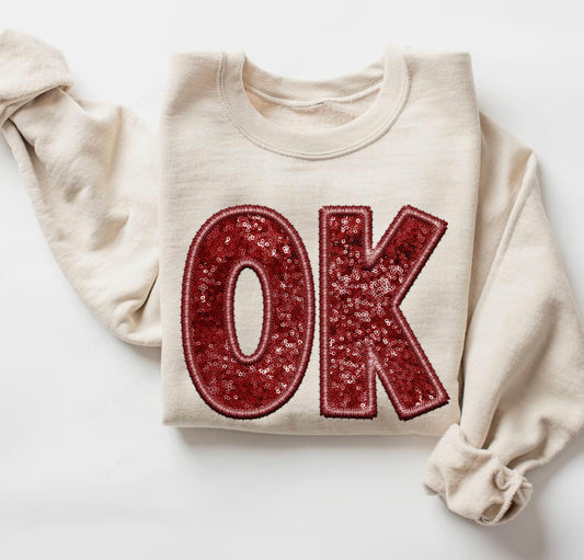 Faux State Initial SweatShirts OK