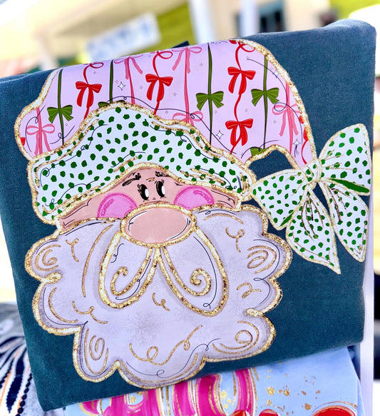 Comfort Color DTF - Santa Pink Bow Hat