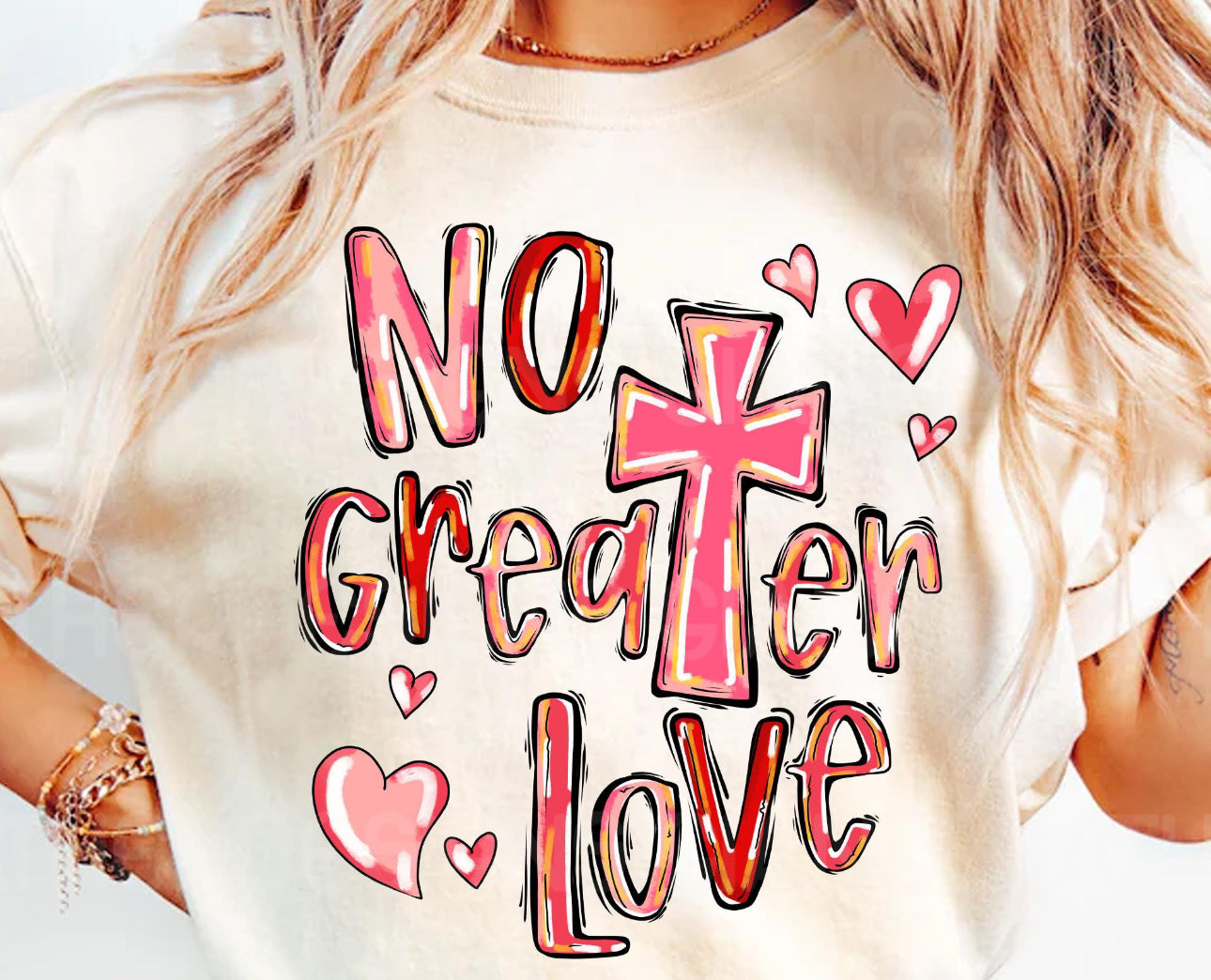 Graphic T- No Greater Love - Comfort Color DTF - Ivory Shirt