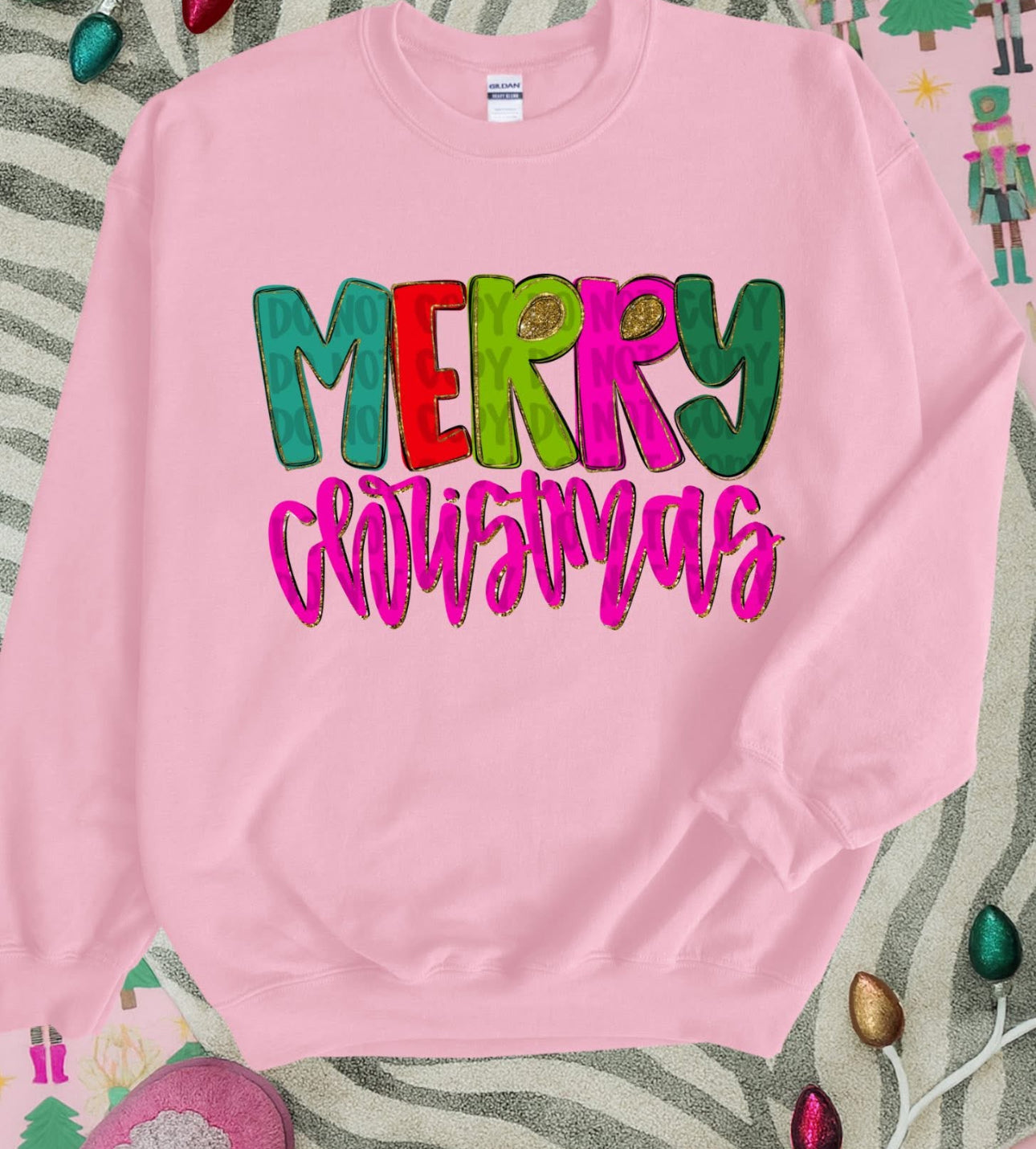 Merry Christmas Pink Sweatshirt