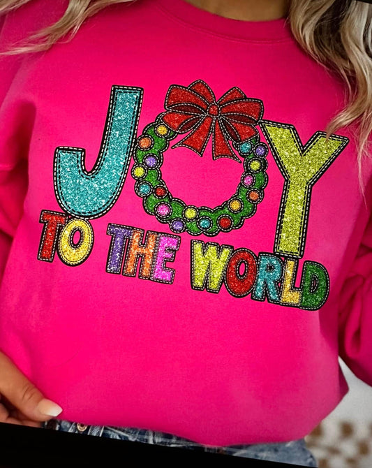 Faux Sequin and Glitter DTF Joy to the World SweatShirt