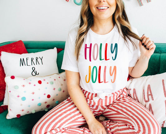Holly Jolly - White Shirt - Pink Christmas Series