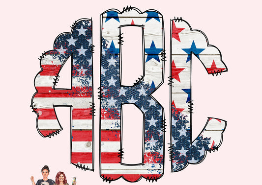 Monogram Red White and Blue - Message me Initials (FLM)