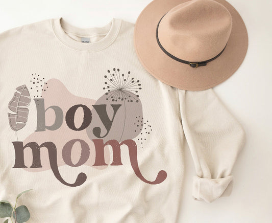 Boy Mom on White T Shirt