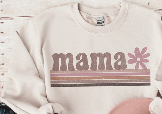 Mama Retro on White T Shirt