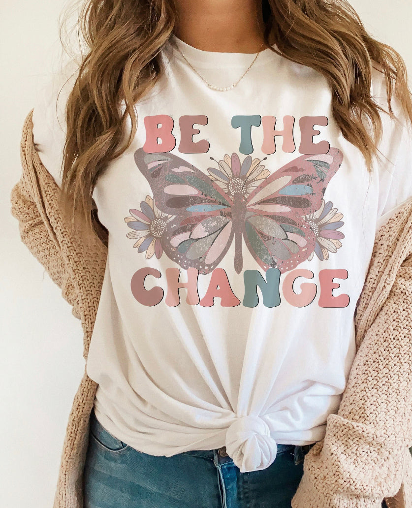 Be the Change 1 on White T Shirt