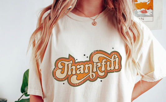 Thankful Retro on White