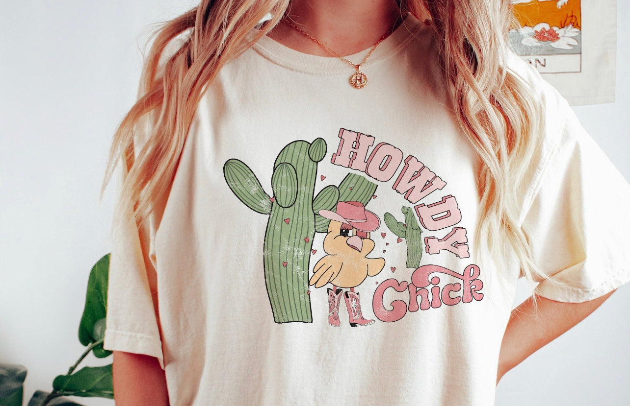 Howdy Chick on White T Shirt