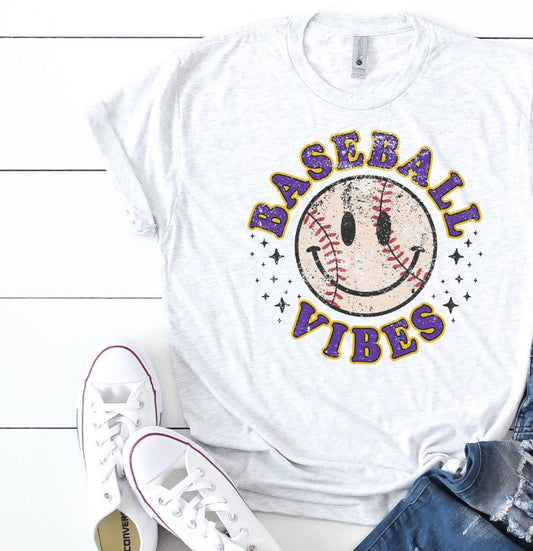 Baseball Vibes 3 on White T Shirt